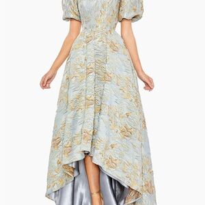 Mac Duggal Blue and Gold High-Low Dress